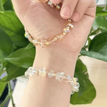 1PC Multi-Color Crystal Butterfly Bracelet Colorful Glass Butterfly Beaded Bracelet For Women Girl - Multicolor - View 4