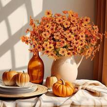 1/10pcs Artificial Fall Flowers UV-Resistant For Indoor Outdoor Patio Garden Decor - Multicolor - View 9