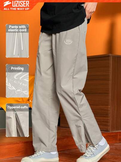  UZISER  Women's Casual Loose Fit Solid Color Long Pants With Pockets
