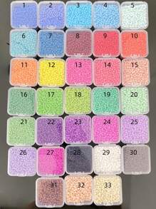 1 盒玻璃纯色种子珠 3 毫米约 800 颗多色烤漆串珠材料 DIY 手链项链耳环配件