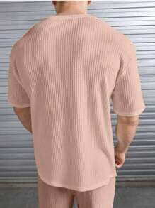 Kit 2 Oversized Casual Basic Plain Straight T-Shirt Caramel/Multicolor - 紅色 - 查看 5