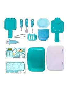 Basket Toy Case Dentist Accessory Kitchen Kit Cookware Doctor Gift Child Boy Girl Toys - Màu xanh Bạc hà - Xem 4