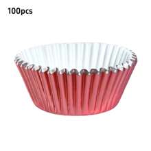 100 件铝箔杯蛋糕衬垫松饼衬垫松饼包装纸防油纸烘焙杯 - 多种颜色可选 - 彩色 - 查看 13