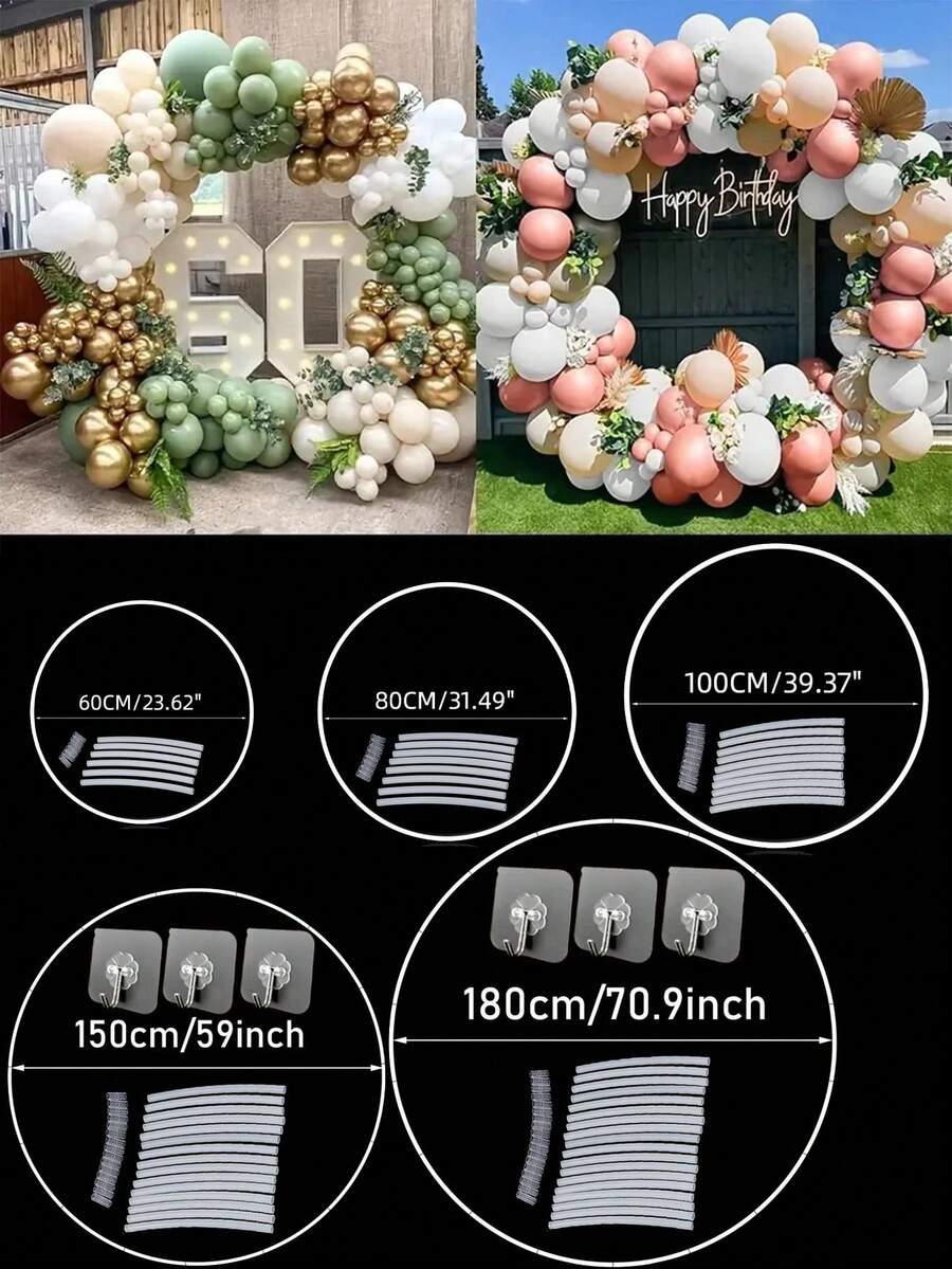 1 件圆形气球拱形框架套件，塑料 DIY 花环框架支架，气球支架圆形底座，装饰背景气球架，适用于淋浴生日派对婚礼装饰、圣诞节 - 白色 - 查看 1