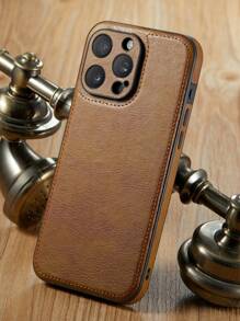 苹果 1 件复古优雅仿皮手机壳适用于 16 15 14 13 12 11 Pro Max Plus X XS XR 7 9- 防震保护、柔软触感质地、全摄像头镜头盖、防刮擦、商务风格基本款保护套防水防摔 - 棕色 - 查看 3