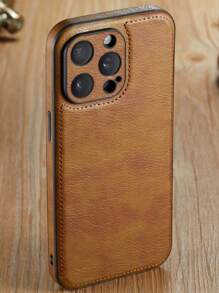 苹果 1 件复古优雅仿皮手机壳适用于 16 15 14 13 12 11 Pro Max Plus X XS XR 7 9- 防震保护、柔软触感质地、全摄像头镜头盖、防刮擦、商务风格基本款保护套防水防摔 - 棕色 - 查看 6