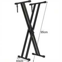 Keyboardständer Doppelstrebig Keyboard Ständer verstellbar 61 cm bis 98 cm Klappbar Zerlegbar Stabil mit Sicherungslaschen