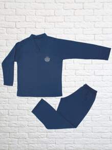Combo 2 Long Pajamas For Boys And Children With Long Sleeves And Pants - 藍色 - 查看 4