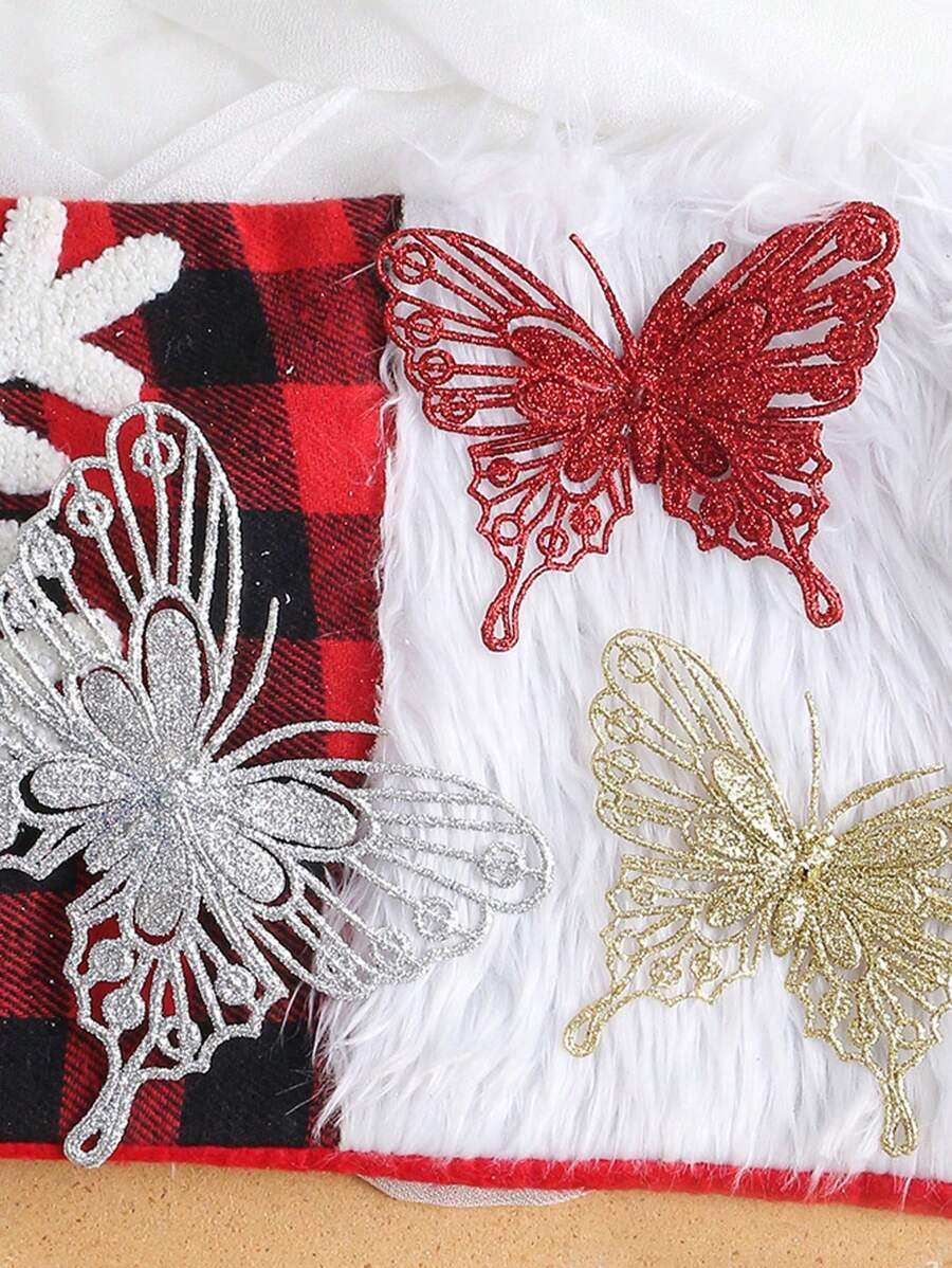 3 đồ trang trí cây thông Noel hình con bướm vàng rỗng, đồ trang trí hình con bướm rỗng lấp lánh cho cây thông Noel và đồ thủ công ngày lễ - Nhiều màu - Xem 1