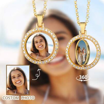 Custom Picture Necklace Personalized Photo, Customized Double Sided Hip Hop Chain With Picture Pendant, Personalized Memorial Gift For Men Women,Gold,Stylish,Colorful,Vintage,Unisex,Hipster,Simple,Casual,Custom,Personalized,Unique,Ideal Gifts For Him,Ideal Gifts For Her,Her,Boyfriend,Girlfriend,Dad,Mom,Family,Friends,For Anniversaries,For Birthdays,For Graduation,For Prom,For Party,Jewelry Women,Elegant Outfit