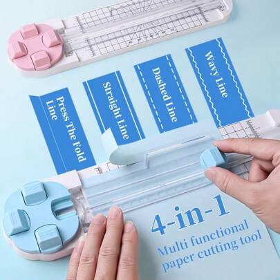 1pc 4-In-1 Paper Cutter, Paper Trimmer, Photo/Paper Cutting Tool, Scissors, Plastic