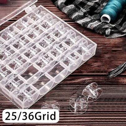 1 件塑料缝纫机线轴盒，缝纫机线轴盒，25/36 槽空线轴储存整理器和 25/36 件塑料储存线轴