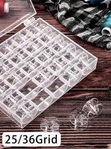 1 pezzo Contenitore portabobine in plastica per macchina da cucire, Scatola portafili per macchina da cucire,Organizer vuoto con 25/36 scomparti per rocchetti e 25/36 pezzi di rocchetti di plastica