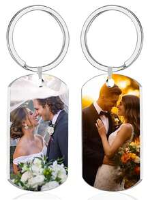 1 chiếc móc khóa kim loại in hình ảnh và văn bản nhiều màu sắc không phai tùy chỉnh, thích hợp làm quà tặng cho cặp đôi, quà tặng cho cha mẹ - Nhiều màu - Xem 2