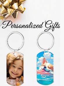 1 chiếc móc khóa kim loại in hình ảnh và văn bản nhiều màu sắc không phai tùy chỉnh, thích hợp làm quà tặng cho cặp đôi, quà tặng cho cha mẹ - Nhiều màu - Xem 4