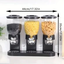 1pc 3 xô đựng ngũ cốc, ngũ cốc ăn sáng, thùng đựng ngũ cốc, thùng đựng gạo, thùng đựng yến mạch, thùng đựng đồ ăn nhẹ, đồ dùng nhà bếp gia đình - màu đen - Xem 2