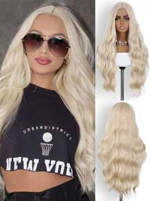 28 pulgadas sintético rizado de onda sutil textura largo pelo rizado extensión en dorado color - Dorado - Ver 2