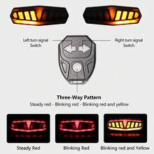 1pc Bicycle Remote Control Turn Signal Taillight, USB Rechargeable With Horn, Mountain Bike Night Riding Equipment, Smart Taillight - Black - View 3