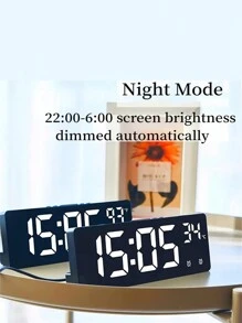 1 pieza Reloj despertador digital con control de voz, temperatura, doble alarma, modo nocturno y repetición - 5 niveles de brillo - 12/24h - función anti-perturbación - sin batería incluida, decoración del hogar, regalos de decoración de habitación, reloj digital para cumpleaños, graduación, decoración de dormitorio, decoración de dormitorio, de vuelta a la escuela, decoración escolar, sorpresa escolar, útiles escolares