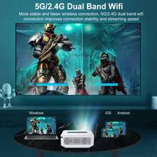 XGODY 4K Projector HD Android 5G WiFi Bluetooth Autofocus Beamer Home Theater USB - White - View 7