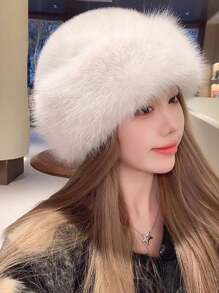 Warmer Fleece Ohrenschutz Fischerhut, Winter Winddichter Angelcap, modischer dicker einfarbiger lässiger eleganter bohemian Vintage Street-Style PET (Polyester) flauschiger Rand Warmer Winddichter Hut, Herbst Winter Halloween Halloween Deko