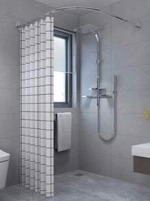 1pc Retractable Stainless Steel L-Shaped Bathtub Shower Curtain Rod, No Drill Installation, Suitable For Bathroom, Clothing Store, Private Space (Curtain Not Included), Black Home Bathroom Decor Fall Decor Bathroom Accessories Back To School