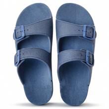 Birken Slide Two Buckles Injected Women's Flat Sandals - Blue - View 4