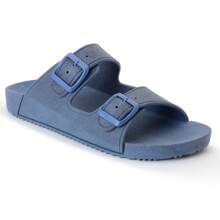 Birken Slide Two Buckles Injected Women's Flat Sandals - Blue - View 3