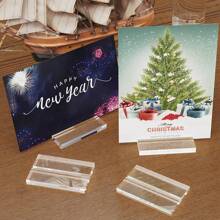 20pcs Acrylic Place Card Holders Transparent With Slots, Table Display, Wedding Signage Holders, Digital Photos Office Menu Conference, Black Card Stands, White & Transparent