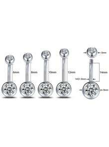 1pc Stainless Steel Bling Rhinestone Navel Ring, Simple & Shiny Gold For Daily Wear Women - Yellow Gold - View 15