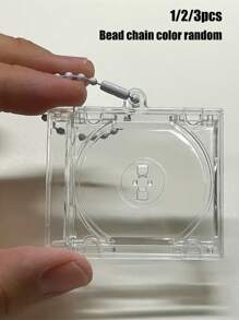 1/2/3Pcs塑料迷你CD盒钥匙扣，透明便携式相册盒，带链吊坠，用于唱片存储和展示，明星粉丝支持自制周边纪念相册迷你C D小吊坠 - 彩色 - 查看 1