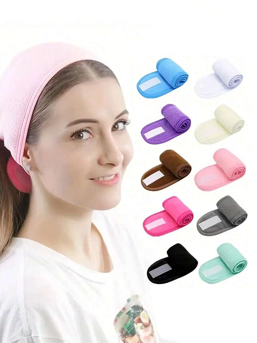 3 件装柔软有弹性发带，适合洗脸、化妆和瑜伽 - 舒适防滑女士头带 - 彩色 - 查看 1