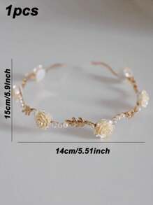 1pc Pearl Rose Hair Hoop French Retro Hair Hoop, Small And High End, Sweet And Cute Bridal Headband, Birthday Party, Wedding Party, Female Hair Accessories - Rose Headband - View 6