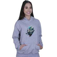 Sweatshirt Hoodie Jesus Cross Christian Catholic Unisex - Xám - Xem 2