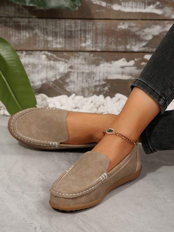 Zapatos planos de tipo mocasín versátiles para mujer, con suela blanda, de estilo resbaladizo y cómodo