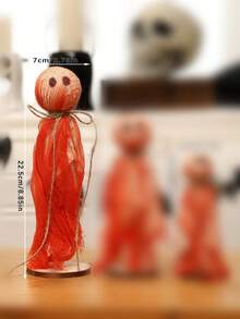 1 件万圣节鬼魂雕像装饰，手工制作的质朴木制鬼魂雕像配红布，万圣节派对、鬼屋和家居装饰的恐怖桌面装饰 - 紅色 - 查看 11