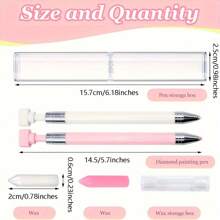 11 件丙烯酸钻石画笔套装，包括 1 支粘合笔和 10 个用于钻石艺术配件和工具的软蜡头插件