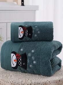 QIBHI 3件套圣诞刺绣雪人帽，1条毛巾/浴巾，圣诞礼物，情侣浴巾/浴巾（派对适用），圣诞装饰浴巾（美容院、酒店、运动、家居用品），毛巾，护肤浴巾 - 墨綠色 - 查看 7