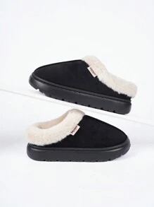 Women Fluffy Slippers Winter Closed-Toe 2024 New Thick Bottom Anti-Slip Fluffy Lining Warm Slippers, Men Soft Comfortable Cozy Coral Velvet Modern Minimalist Stylish Cute Cushioned Durable Fluffy Slippers