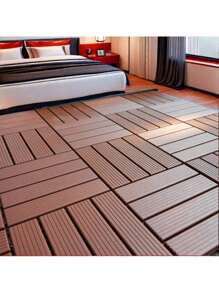 Plastic Interlocking Deck Tiles, 44 Pack, 12"X12" Waterproof All-Weather Patio Decking For Poolside, Balcony, Backyard, Bathroom, Easy To Install - 1 - View 7