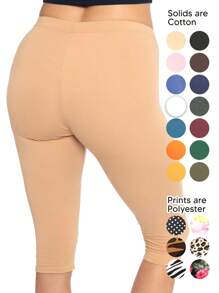 Women's Plus Size Knee-Length Capri Cotton Leggings | X-Large - 7X Adult - 米色 - 查看 2