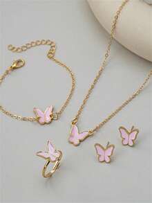 4 件套时尚简约奢华蝴蝶首饰配件套装 - 彩色 - 查看 7