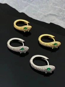 1 Pair S925 Sterling Silver Snake Hoop Earrings With Micro-Inlaid Zirconia Stones, Luxury European & American Design Jewelry For Women, Suitable For Valentine's Day, Anniversary, Birthday, Party, Daily Wear