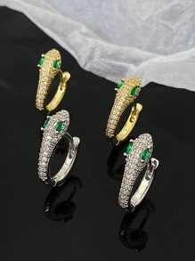 1 Pair S925 Sterling Silver Snake Hoop Earrings With Micro-Inlaid Zirconia Stones, Luxury European & American Design Jewelry For Women, Suitable For Valentine's Day, Anniversary, Birthday, Party, Daily Wear