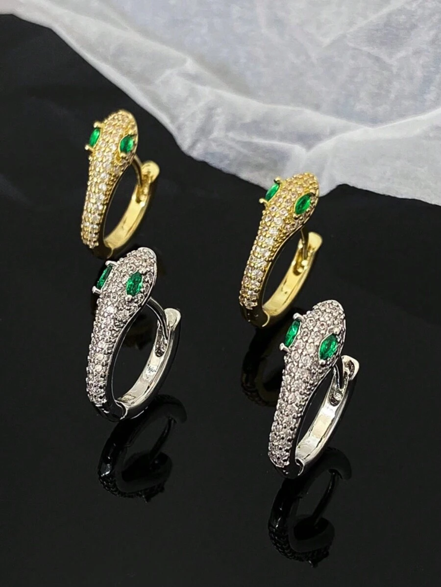 1 Pair S925 Sterling Silver Snake Hoop Earrings With Micro-Inlaid Zirconia Stones, Luxury European & American Design Jewelry For Women, Suitable For Valentine's Day, Anniversary, Birthday, Party, Daily Wear