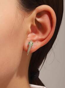 1 Pair S925 Sterling Silver Snake Hoop Earrings With Micro-Inlaid Zirconia Stones, Luxury European & American Design Jewelry For Women, Suitable For Valentine's Day, Anniversary, Birthday, Party, Daily Wear