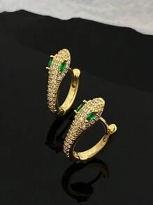 1 Pair S925 Sterling Silver Snake Hoop Earrings With Micro-Inlaid Zirconia Stones, Luxury European & American Design Jewelry For Women, Suitable For Valentine's Day, Anniversary, Birthday, Party, Daily Wear