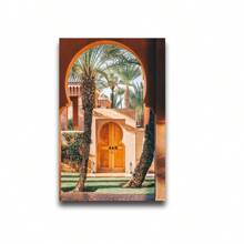1/3 pièces Ensemble de peinture de paysage de l'hôtel et de la station balnéaire les plus luxueux en Afrique et au Moyen-Orient, impression sur canevas sans cadre moderne, galerie Amanjena, station balnéaire de luxe de Marrakech, affiche murale artistique pour salon, chambre à coucher, dortoir et décoration marocaine de la maison, cadeau parfait
