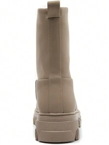 Chunky Mid-Calf Ankle Boots – Minimalist Style And Lug Sole - Apricot - View 6