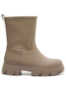 Chunky Mid-Calf Ankle Boots – Minimalist Style And Lug Sole - Apricot - View 5